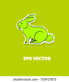 Cute Cartoon Rabbit Sticker Vector