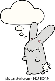 lindo conejo de dibujos animados con burbuja de pensamientos