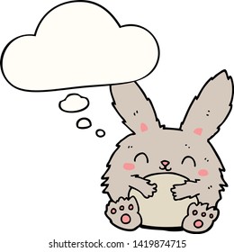lindo conejo de dibujos animados con burbuja de pensamientos