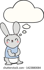 cute cartoon rabbit with thought bubble