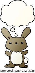 conejo de dibujos animados lindo con burbuja de pensamiento en un estilo de gradiente suave