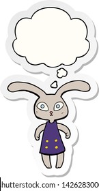 cute cartoon rabbit with thought bubble as a printed sticker