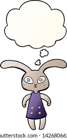 cute cartoon rabbit with thought bubble in smooth gradient style
