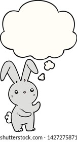 cute cartoon rabbit with thought bubble