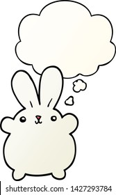 cute cartoon rabbit with thought bubble in smooth gradient style