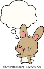 cute cartoon rabbit with thought bubble