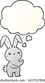 cute cartoon rabbit with thought bubble in smooth gradient style