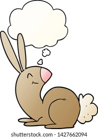 cute cartoon rabbit with thought bubble in smooth gradient style