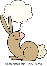 cute cartoon rabbit with thought bubble
