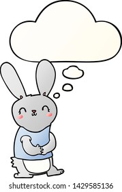 cute cartoon rabbit with thought bubble in smooth gradient style