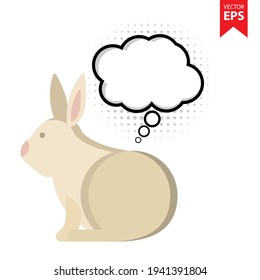 Cute cartoon Rabbit with thought bubble isolated on white background. Animal symbol for your web site design, logo, app, UI. Eps10 vector illustration.