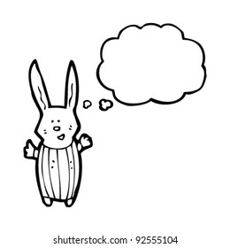 lindo conejo de dibujos animados con burbuja de pensamientos