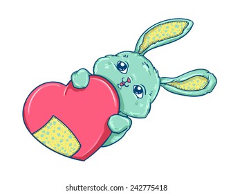 cute cartoon rabbit. vector. illustration. art. design greeting card for valentine's day