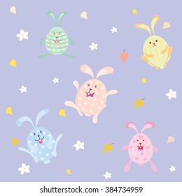 cute cartoon rabbit, vector illustration