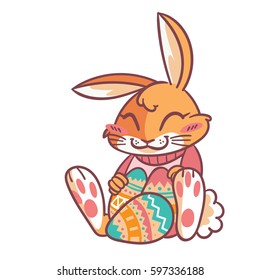 Cute cartoon rabbit Vector illustration. Easter design
