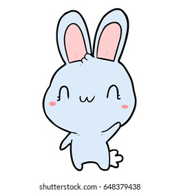 cute cartoon rabbit waving