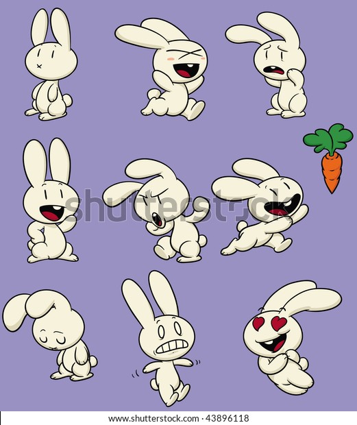 Cute Cartoon Rabbits All Separate Layers: เวกเตอร์สต็อก (ปลอดค่า ...