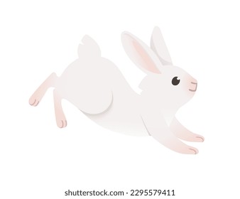 Cute cartoon rabbits. Funny furry gray hares, Easter bunnies standing, sitting, running, jumping, sleeping. Set of flat cartoon vector illustrations isolated on white background