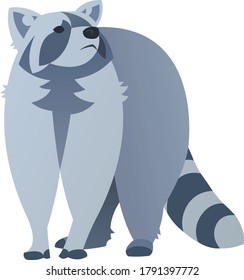 Cute cartoon raccoon. Funny raccoon . Emotion little animal. Cartoon animal character design. Flat vector illustration isolated on white background . Coon .