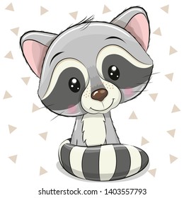 Cute Cartoon Raccoon on a white background