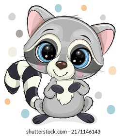 Cute Cartoon Raccoon on a white background