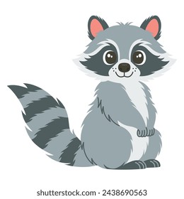 Cute cartoon raccoon vector children's vector illustration in flat style. For poster, greeting card and children's design