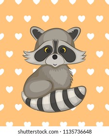 Cute cartoon raccoon. Vector illustration.