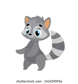 Cute cartoon raccoon. Vector illustration in children's style, for children's books.