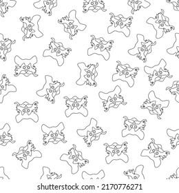 Cute Cartoon Racoon Face Pattern. Seamless Background