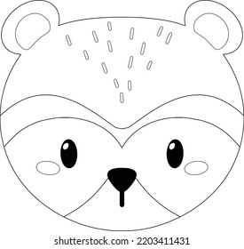 Cute Cartoon Racoon Vector Outline Coloring Page