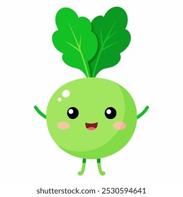 Cute Cartoon Radish: Playful and Adorable Vegetable Character Illustration