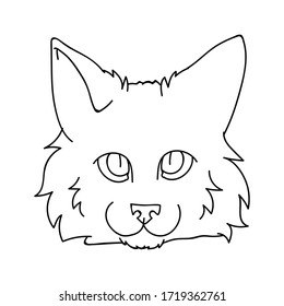 Cute cartoon ragdoll cat face monochrome lineart vector clipart. Pedigree kitty breed for cat lovers. Purebred domestic cat for pet parlor illustration mascot. Isolated feline housecat. EPS 10. 