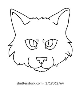 Trato caricaturizado caricaturista raspón cartón monocromo linearato linearato clíparte vector. Cría de gatitos pedigrí para los amantes de los gatos. Gato doméstico de purebred para mascota ilustrativa de salón de mascotas. Housecat felino aislado. EPS 10. 