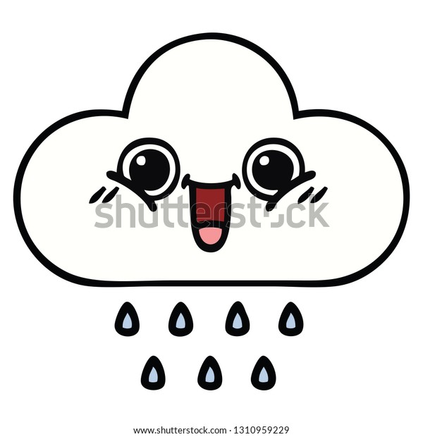 Cute Cartoon Rain Cloud Stock Vector (Royalty Free) 1310959229 ...