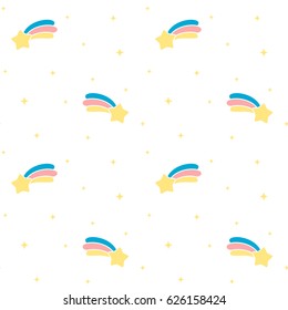 cute cartoon rainbow comets seamless vector pattern background illustration