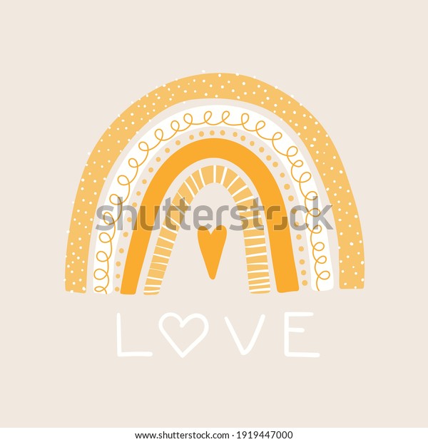 Cute Cartoon Rainbow Heart Text Love Stock Vector Royalty Free 1919447000