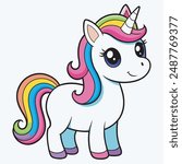 Cute Cartoon Rainbow Unicorn  vector illustration