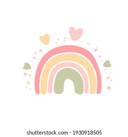 Cute cartoon rainbow vector illustration in pastel colors.