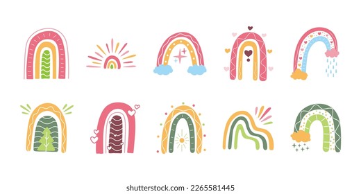 Juego de vectores arco iris de dibujos animados