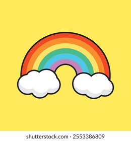 Cute cartoon rainbow. Vector style illustration