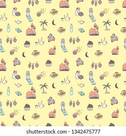 Cute cartoon ramadan seamless pattern
