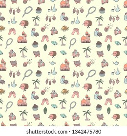Cute cartoon ramadan seamless pattern