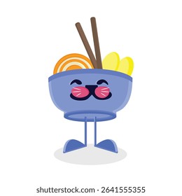 Cute Cartoon Ramen Bowl with Smiling Face