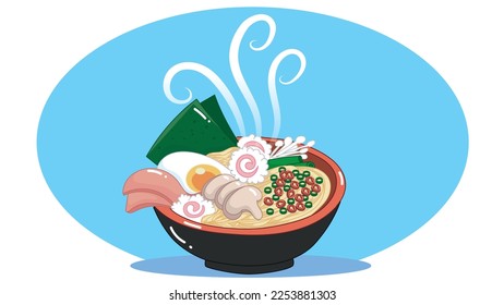 cute cartoon ramen noodles. vector illustration for mascot logo or sticker