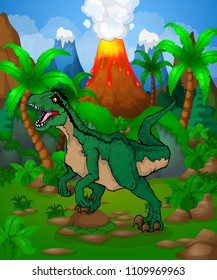 Cute cartoon raptor. Vector illustration of a cartoon dinosaur.