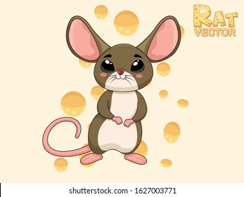 Cute Cartoon Rat Characters. Vector art illustration with happy animal cartoon