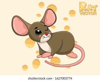 Cute Cartoon Rat Characters. Vector art illustration with happy animal cartoon