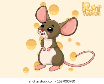Cute Cartoon Rat Characters. Vector art illustration with happy animal cartoon