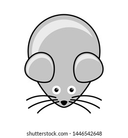 Cute Cartoon Rat flat design Illustration. Grey Mouse Vector icon