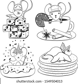 Cute cartoon rat. Happy New Year 2020! Year of the rat